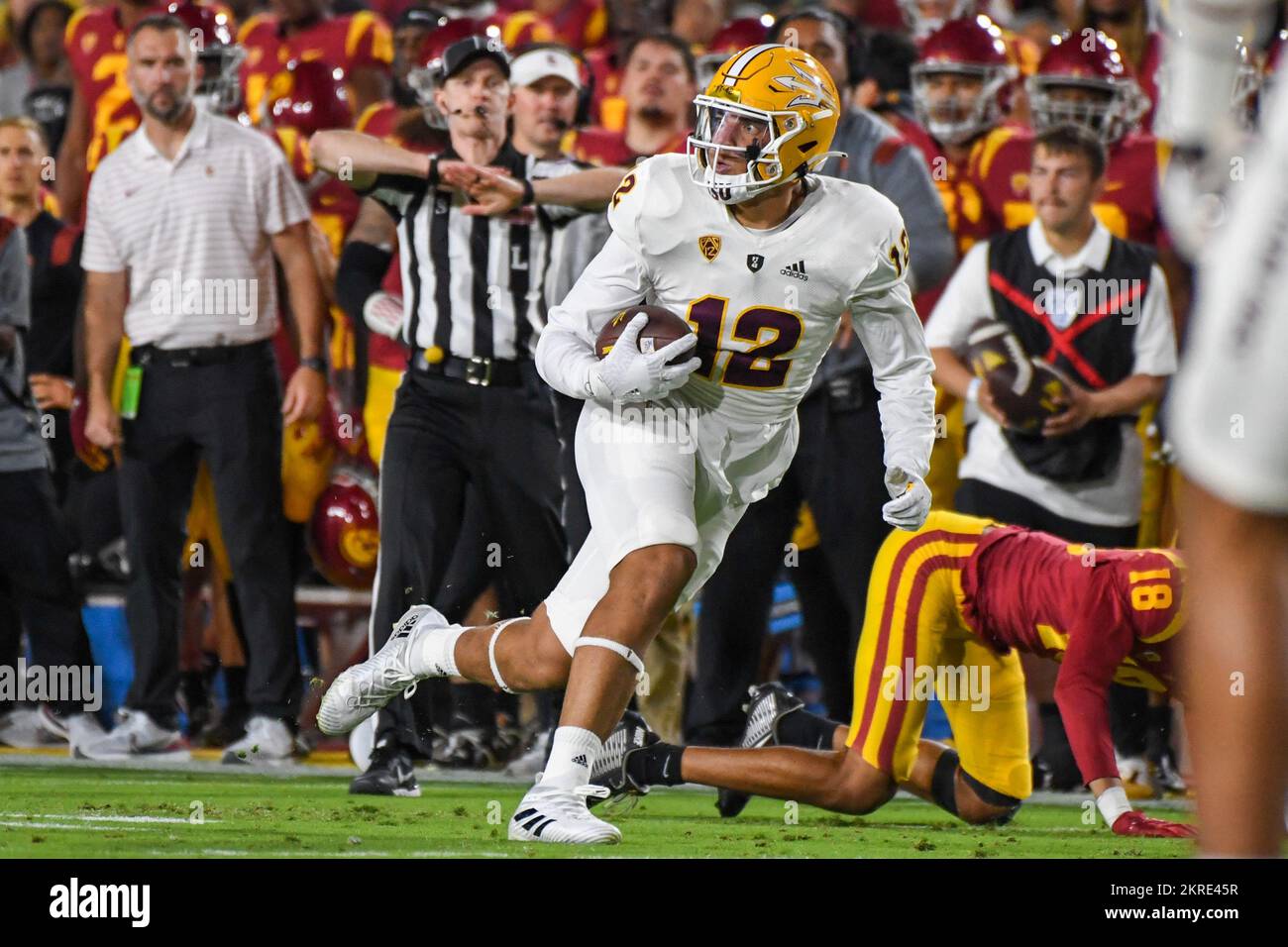 Arizona State Sun Devils tight end Jalin Conyers (12) during an NCAA football game against the Southern California Trojans, Saturday, Oct. 1, 2022, in Stock Photo