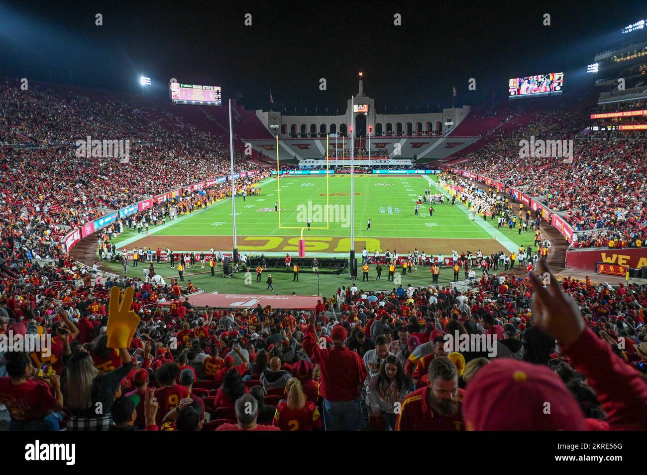 General overall view of the Los Angeles Memorial Coliseum during an NCAA football game, Saturday, Oct. 1, 2022, in Los Angeles. The USC Trojans  defea Stock Photo