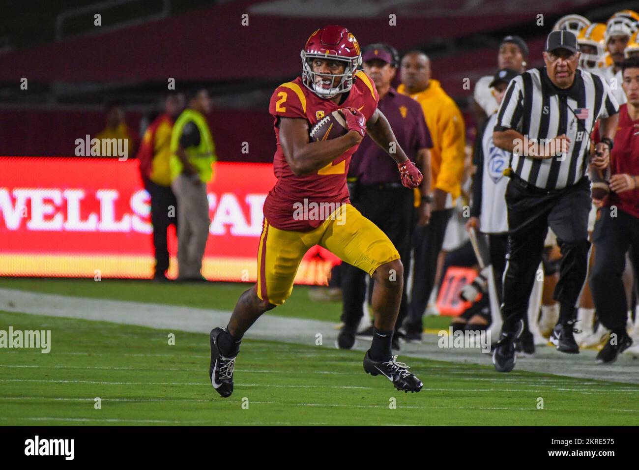 Southern California Trojans wide receiver Brenden Rice (2) during an NCAA football game against the Arizona State Sun Devils, Saturday, Oct. 1, 2022, Stock Photo