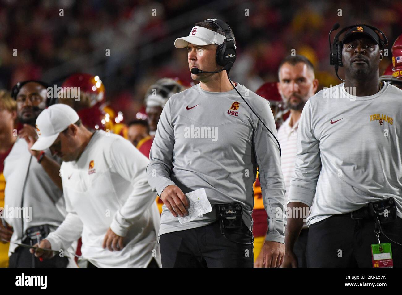 Southern California Trojans head coach Lincoln Riley during an NCAA football game against the Arizona State Sun Devils, Saturday, Oct. 1, 2022, in Los Stock Photo