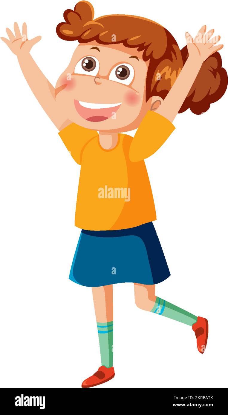 Happy cute girl cartoon character illustration Stock Vector Image & Art ...