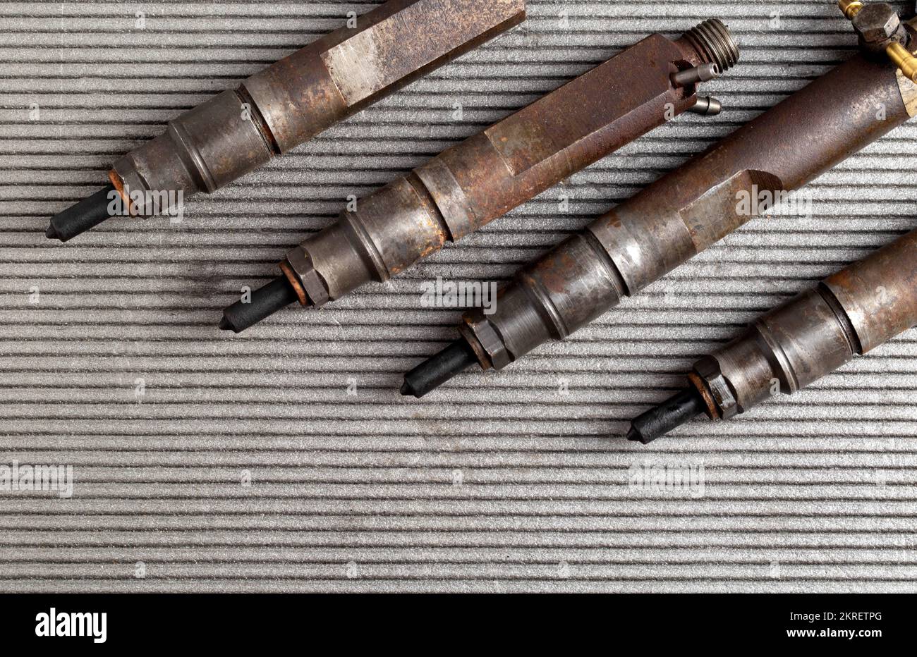 Injectors with diesel engine fuel supply system. Fuel spray. Automotive