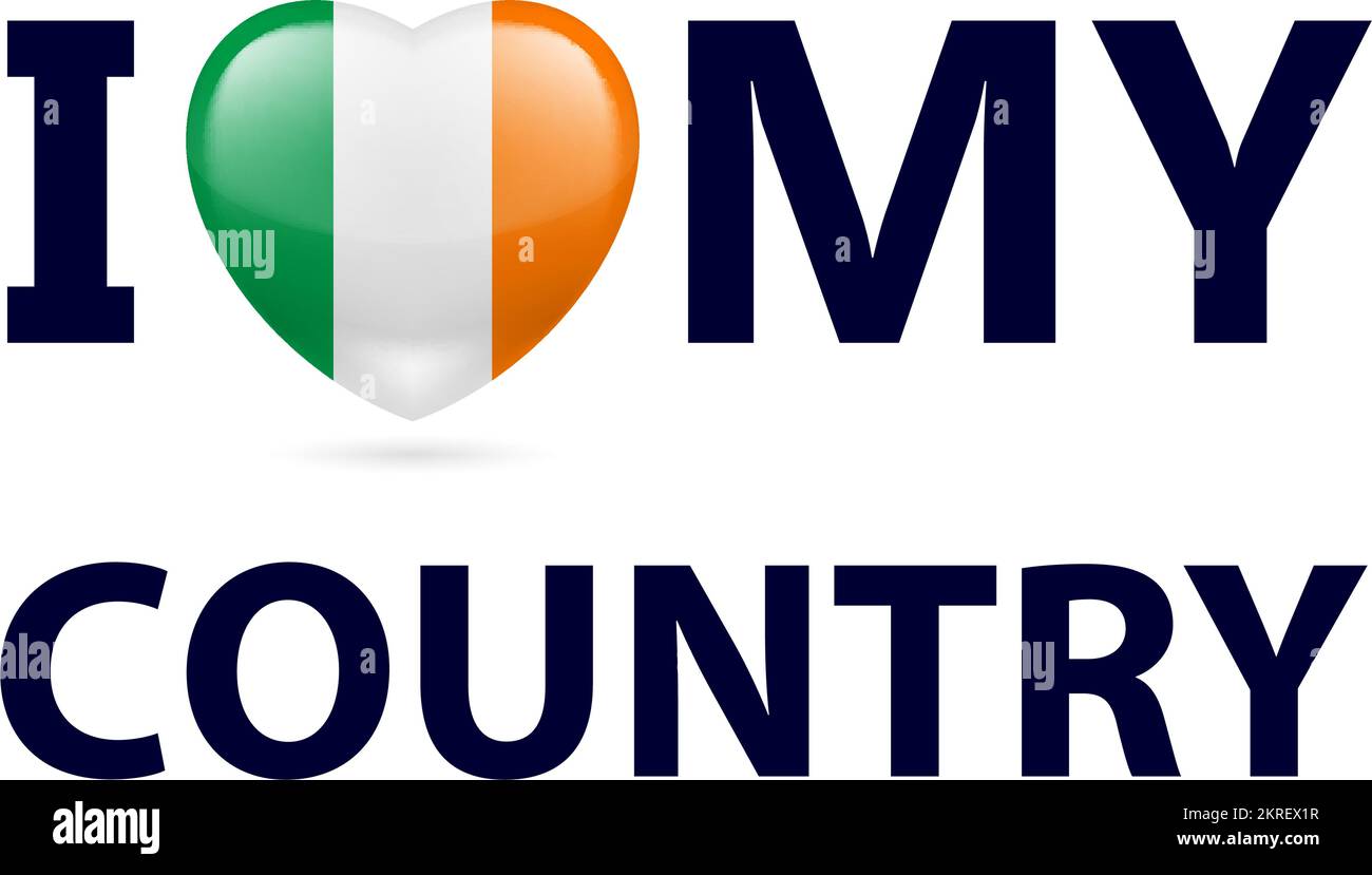 Heart with Irish flag colors. I Love My Country - Ireland Stock Vector