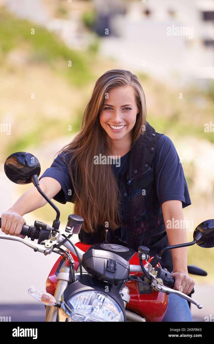 Girl sitting on motorcycle discount