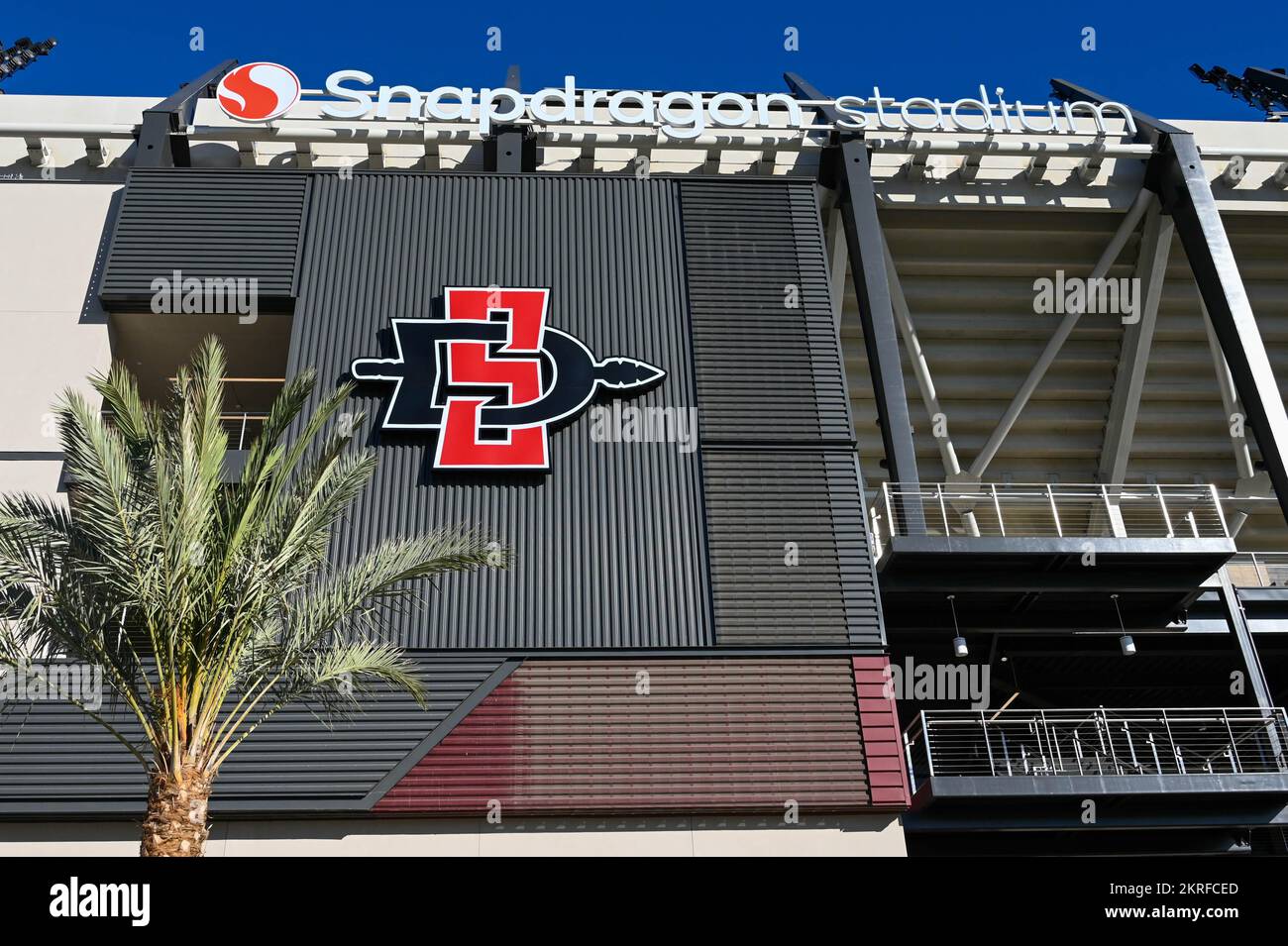 General overall view of Snapdragon Stadium, home of the San Diego State University football team and San Diego Wave FC NWSL team on Monday, Oct. 24, 2 Stock Photo