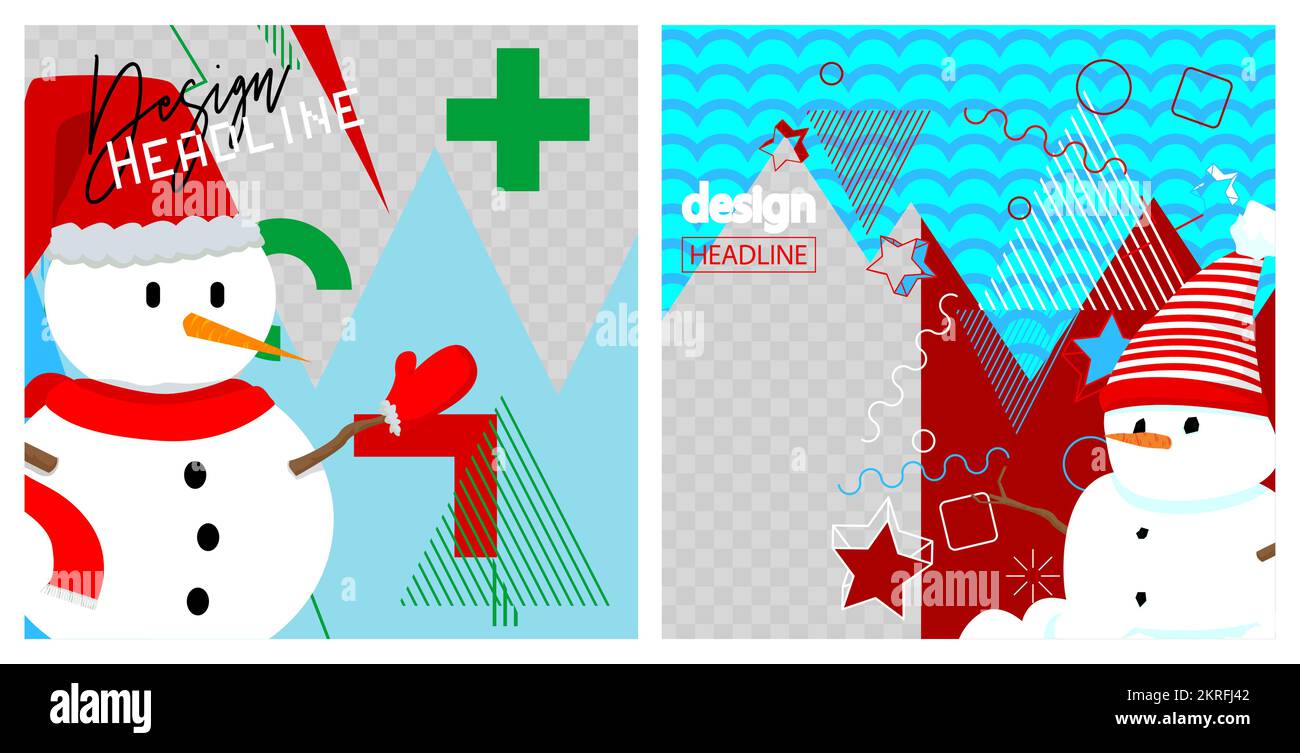 Snowman sale banner template design. Special holiday deal, winter season offer. Vector illustration event, Discount Poster. Business, Store Christmas Stock Vector