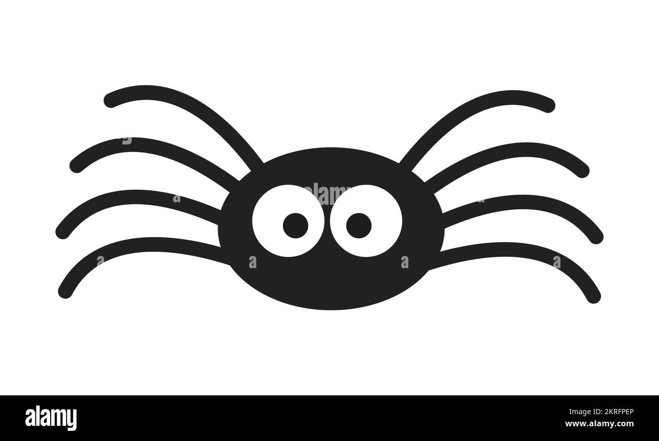 Cute little spider with big eyes isolated on white background. Halloween party design element. Vector cartoon illustration. Stock Vector