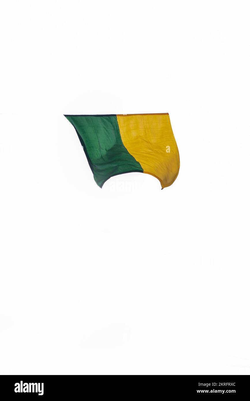 brazil flag is flaying isolated white background Stock Photo