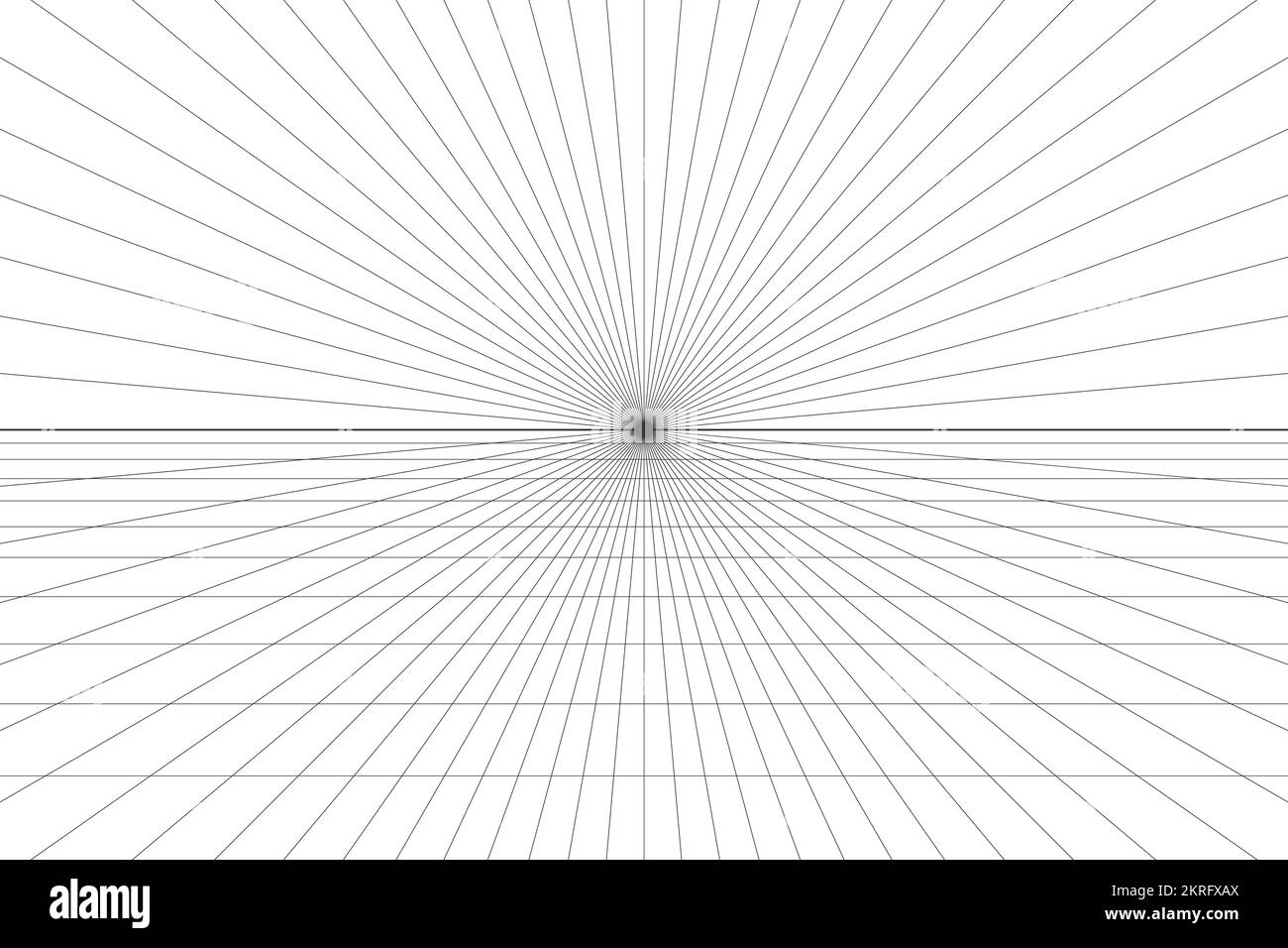 One point perspective grid background. Abstract grid line backdrop. Drawing perspective mesh template. Vector illustration isolated on white Stock Vector