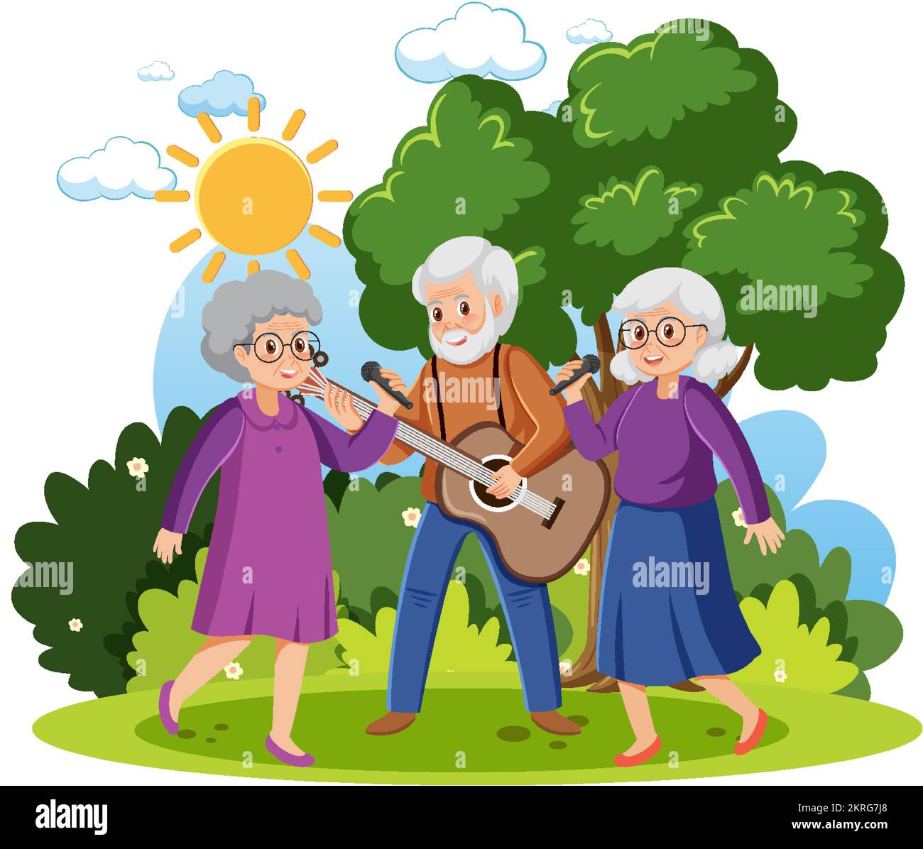 Elderly people relaxing at park illustration Stock Vector Image & Art ...