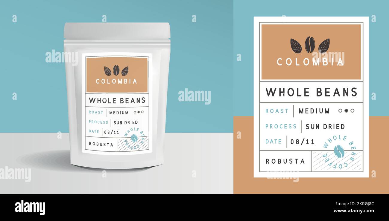 Paper zip package mockup. Coffee zip package design. Package mockup