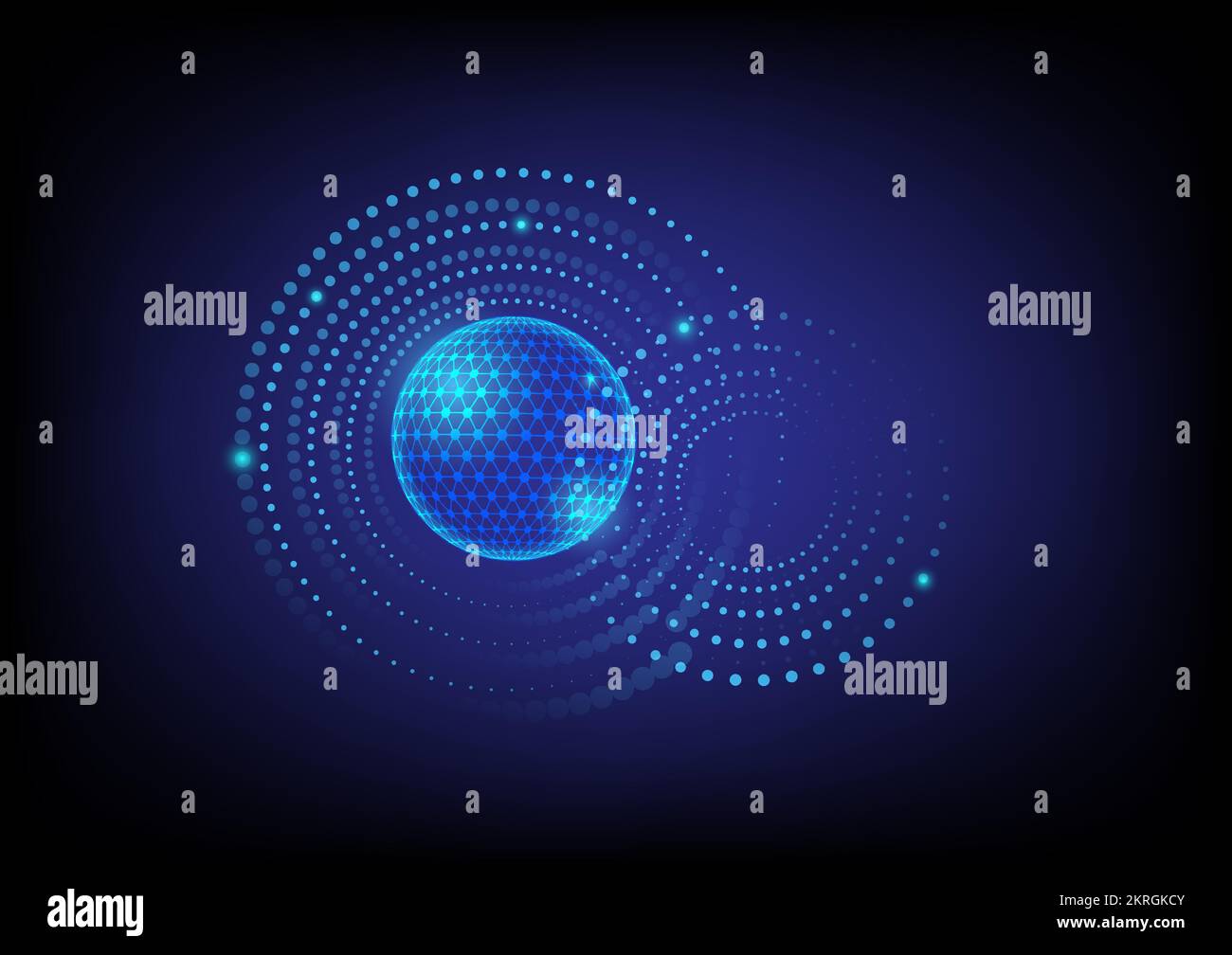Abstract sphere and dot circle technology background. Vector illustration. Stock Vector