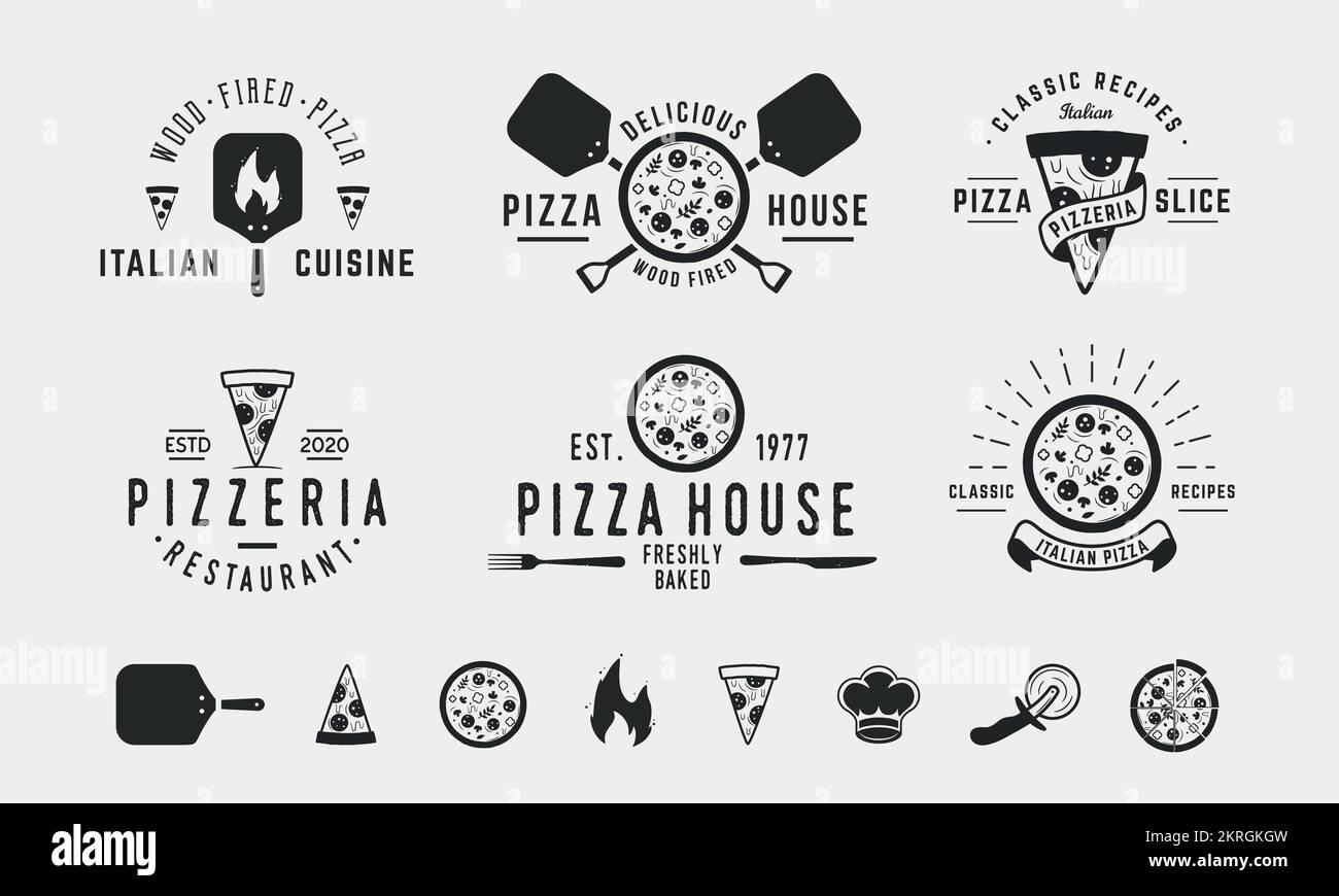 badge emblème classique vintage spatule pizza pizzeria logo design