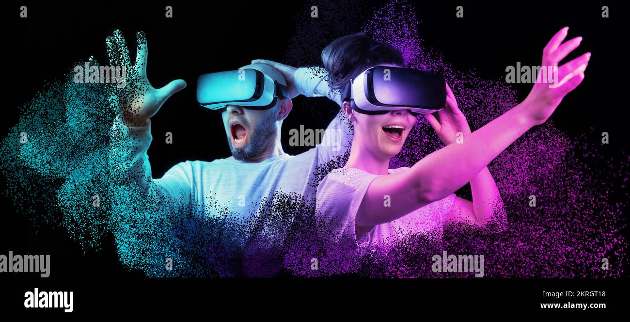 Metaverse headset shocked woman hi-res stock photography and images - Alamy