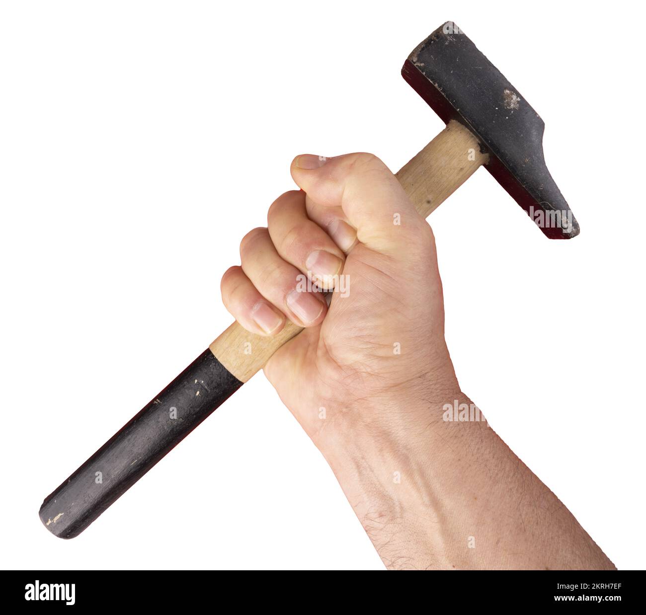 a man with a hammer in his hand with a transparent background Stock Photo