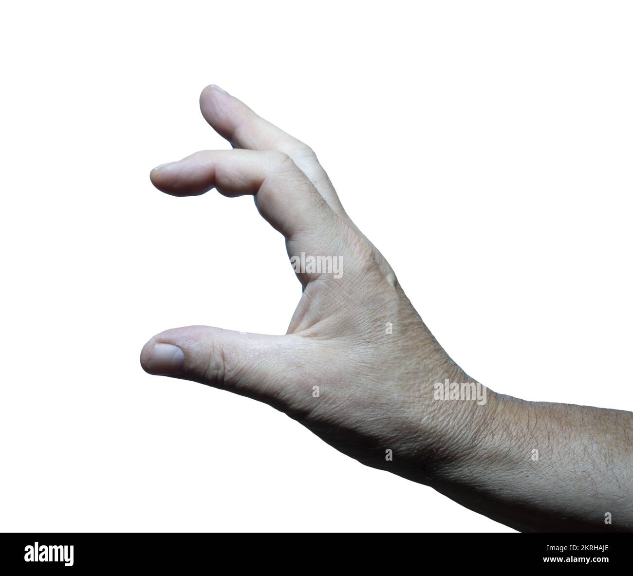the fingers of a male hand with a transparent background Stock Photo