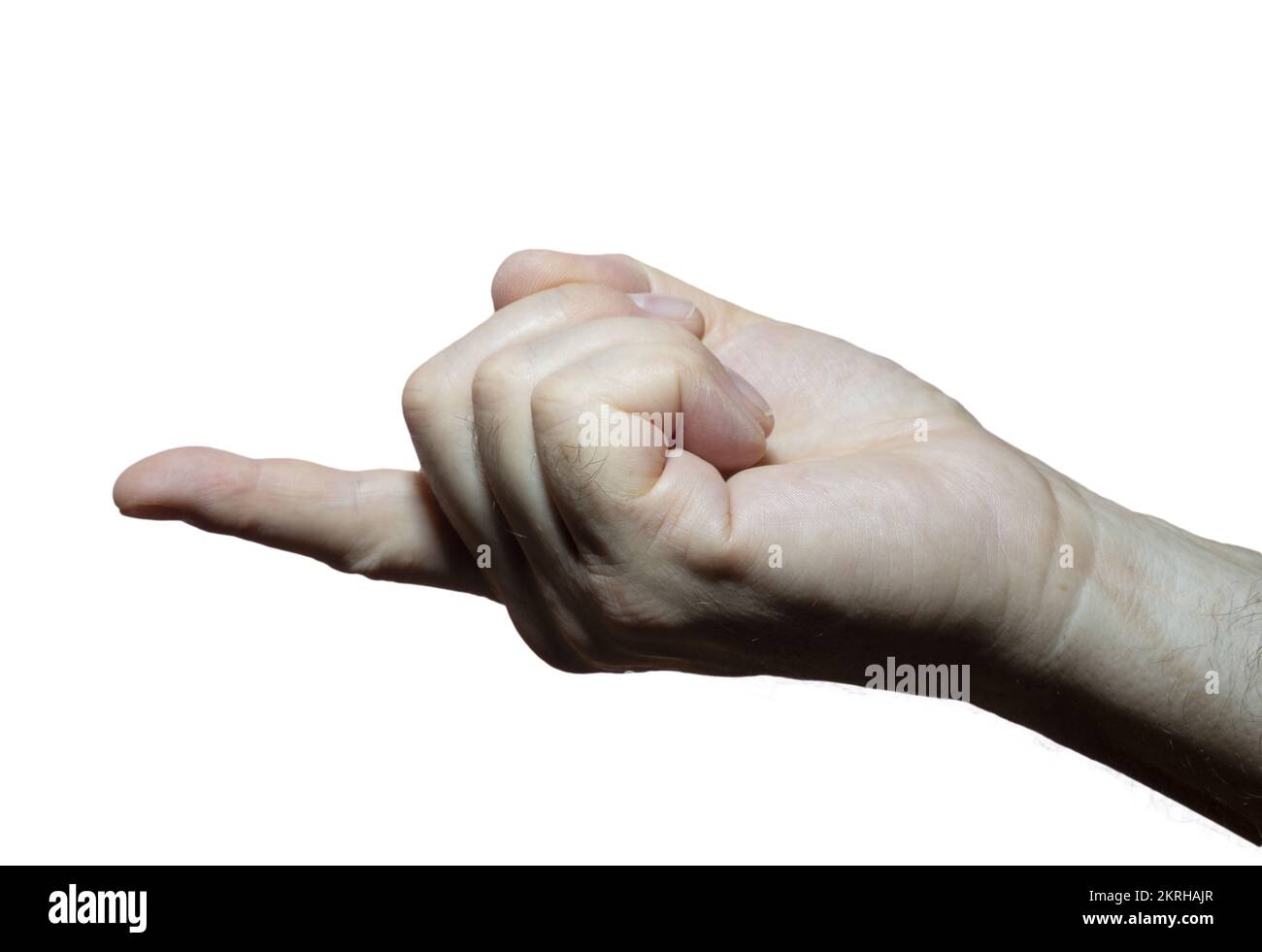 the finger of a man's hand with a transparent background Stock Photo