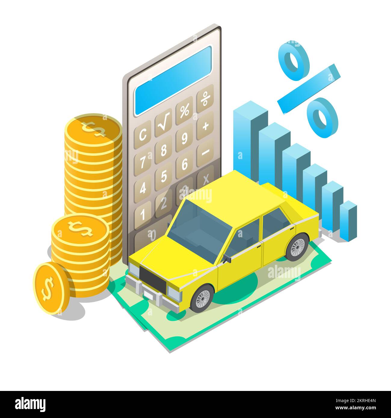 Auto loan rates vector concept isometric illustration Stock Vector