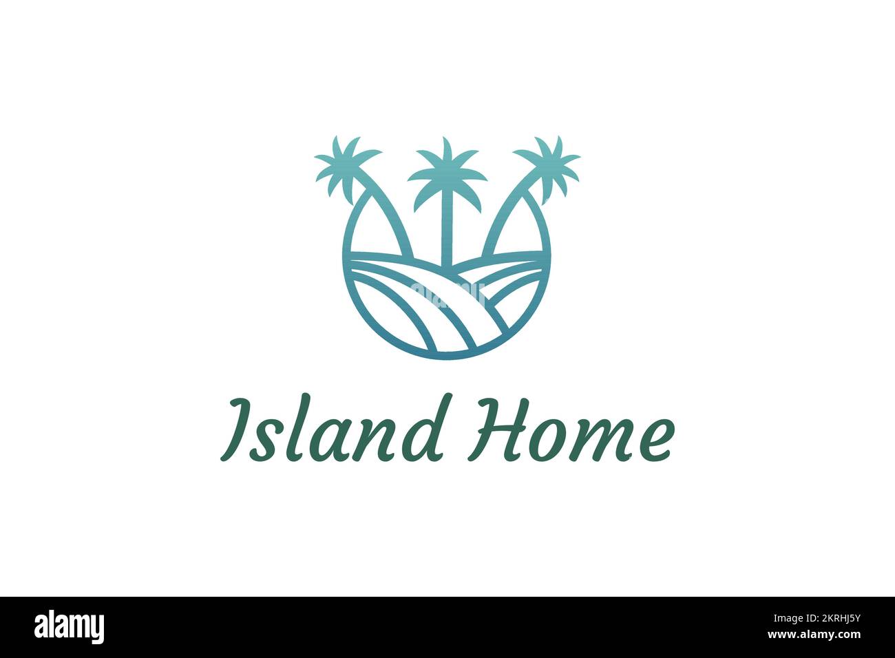 Ocean waves and palm tree combined with simple minimalist and modern