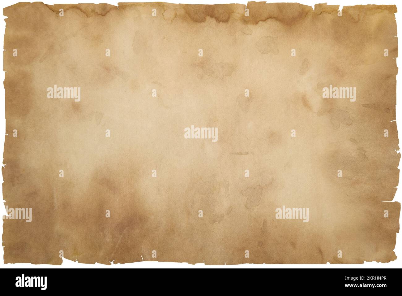 Old empty paper sheet ripped edges isolated transparent background Stock Photo