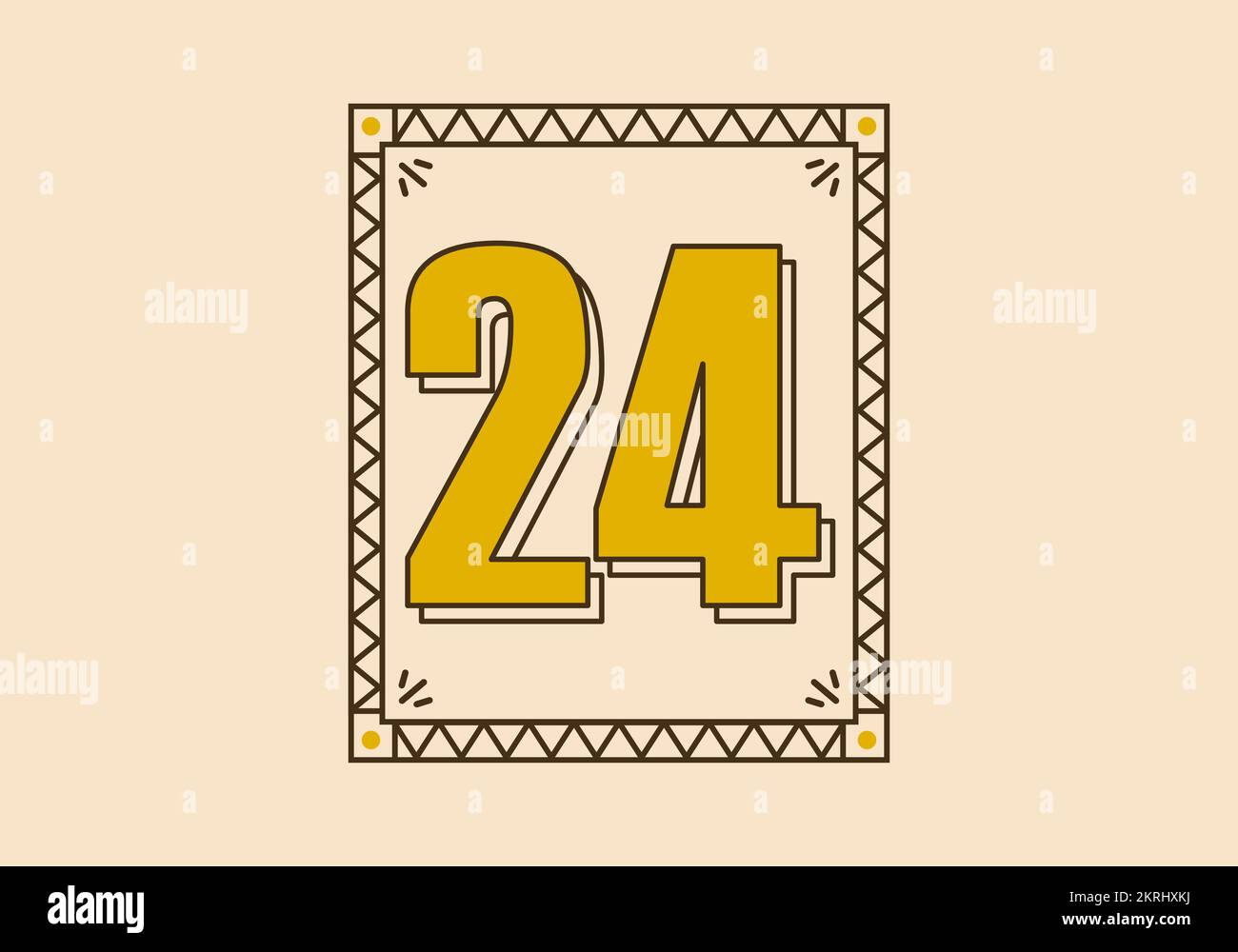 Crazy Colorful Number 24 Vector Illustration Stock Vector (Royalty