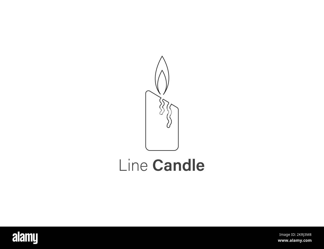 line art Candle Light Flame logo in circle vector emblem Design Illustration Stock Vector