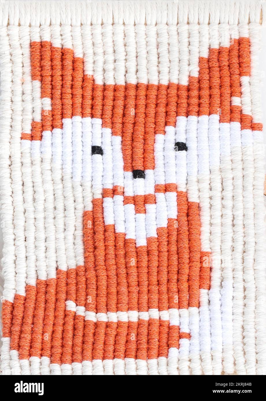 Macrame Red Fox Tutorial Macrame technique hand woven wall hanging depicting red fox Stock Photo ...