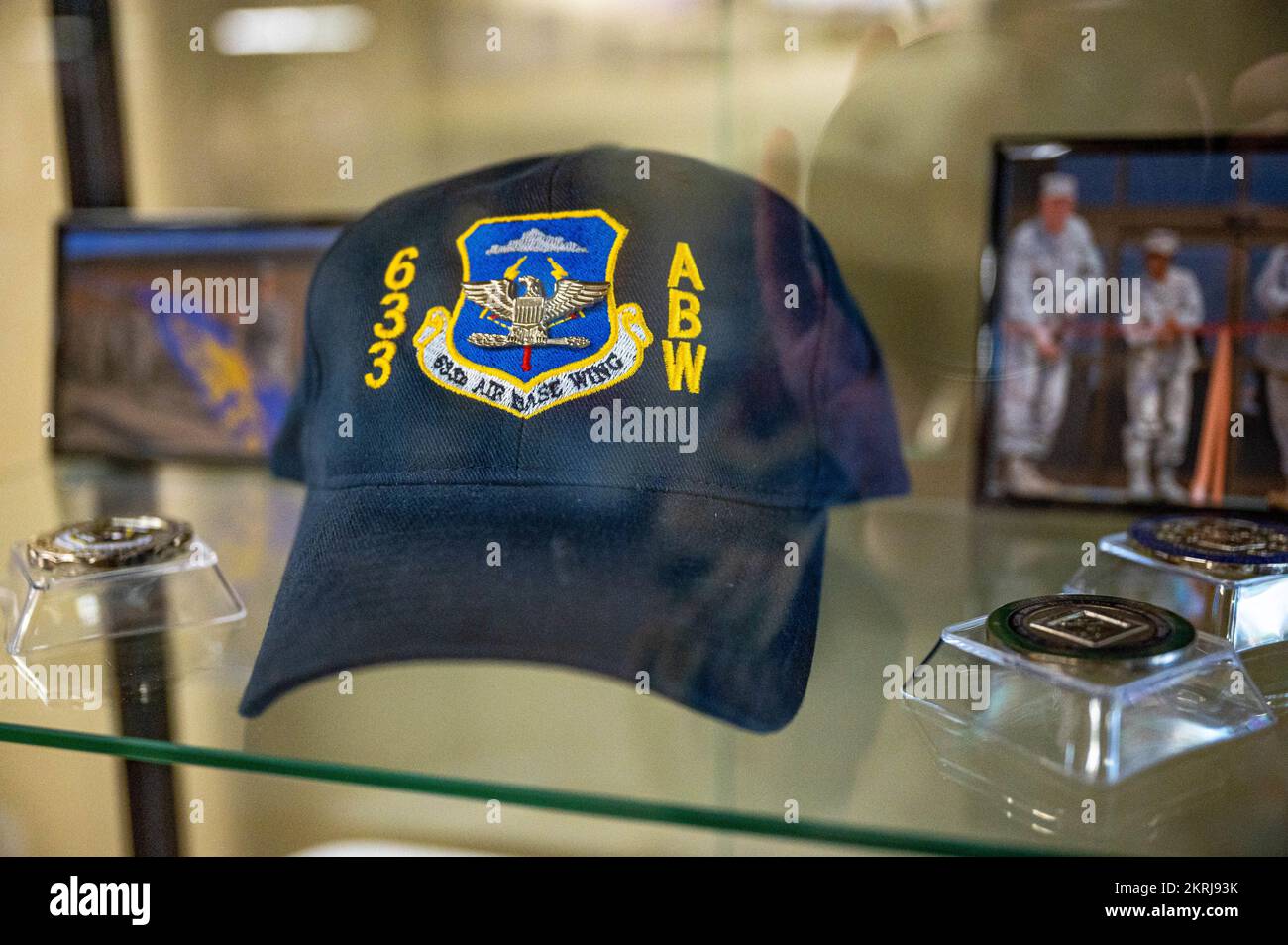 JOINT BASE LANGLEY-EUSTIS, Va. -- J. Kevin Altman, 633d Air Base Wing executive director, donated this hat to be put on display at the 633d Air Base Wing Heritage Hall at Joint Base Langley-Eustis, Virginia, Nov. 18, 2022. The 633d ABW can be traced back to Pleiku Air Base in the central highlands of Vietnam, where Airmen with the 633d Combat Support Group offered medical and infrastructure aid when establishing a relationship with the local Montagnard people, who gifted crossbows as a token of appreciation, creating the Crossbow Nation. Stock Photo