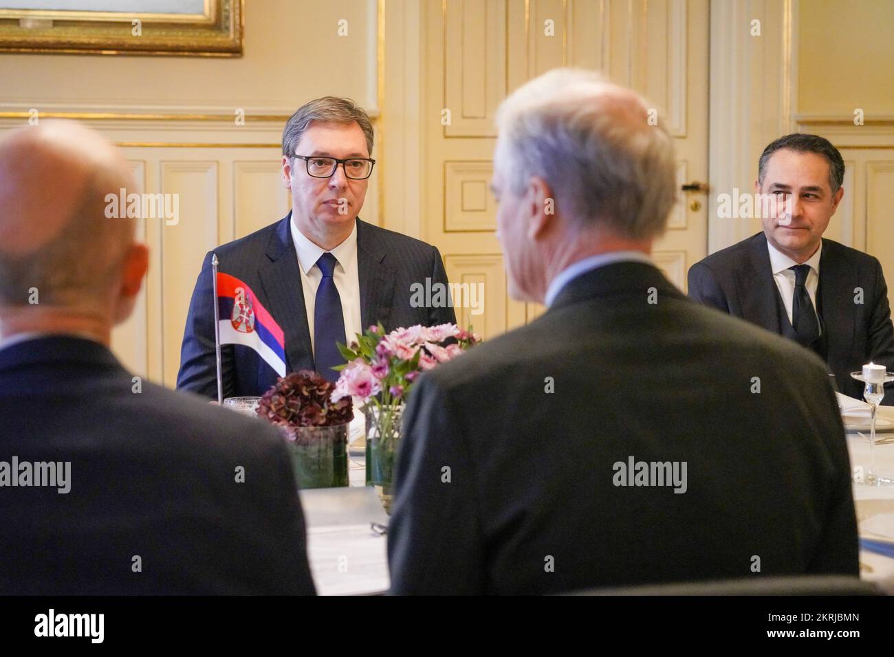 Oslo 20221128serbian President Aleksandar Vučić Left In A Meeting