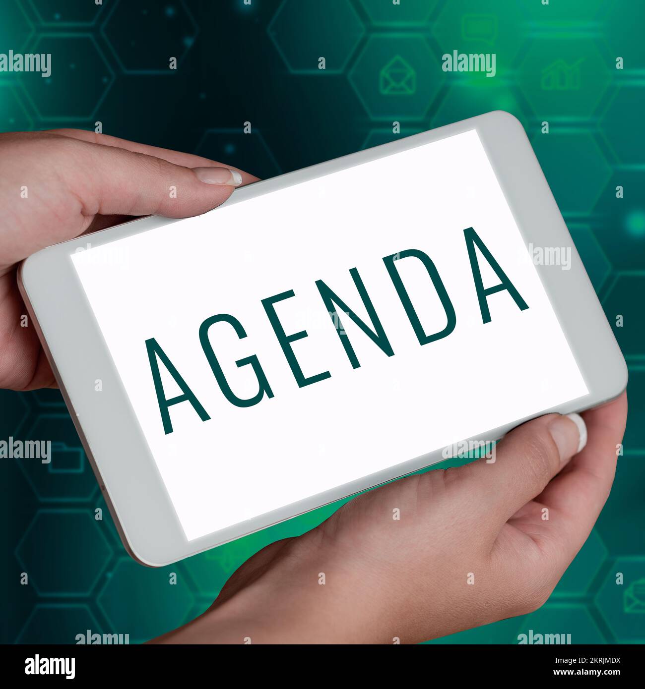 Conceptual caption Agenda, Business approach To do list of items be discussed at formal