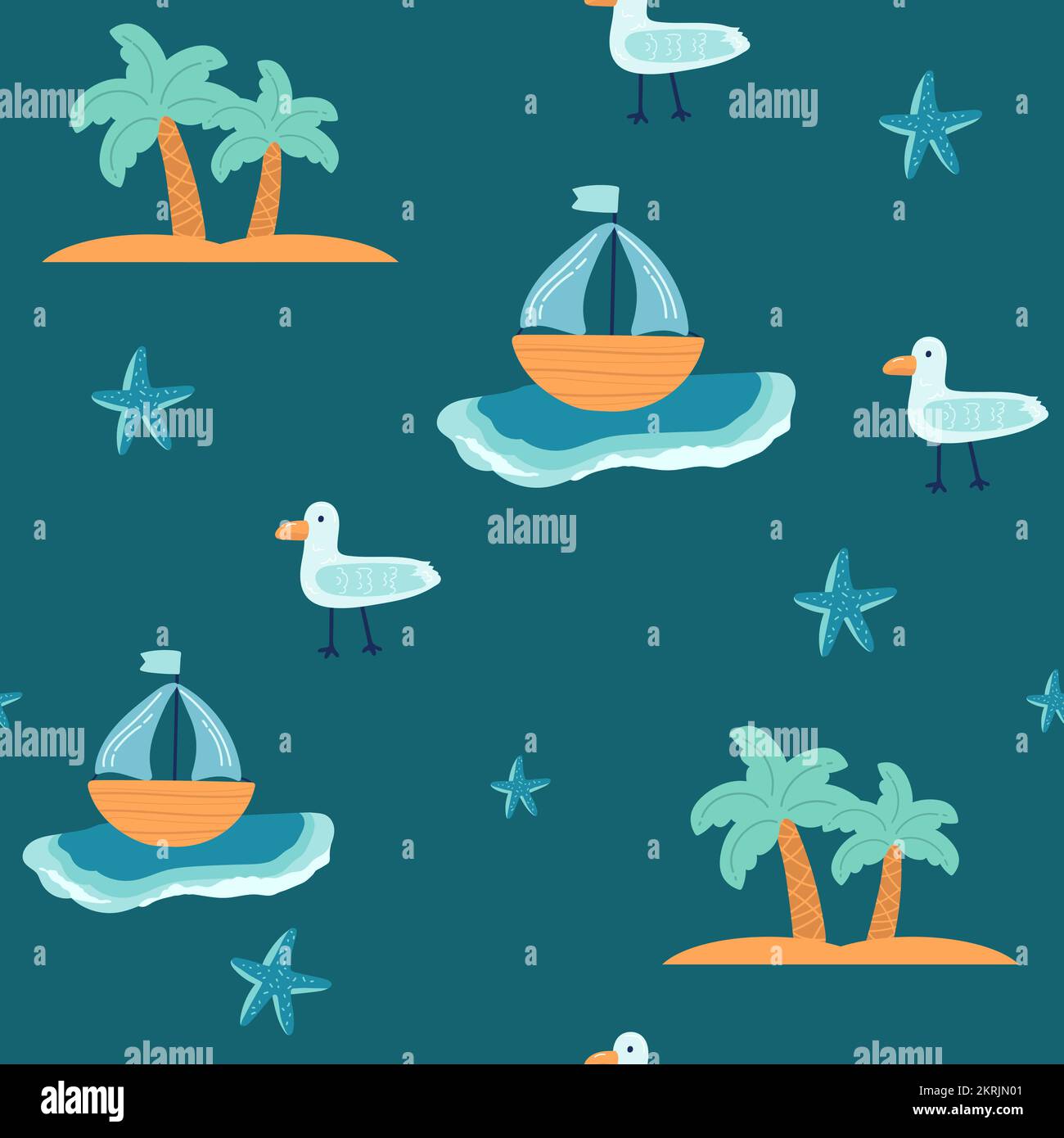 Seamless pattern with Arctic and Antarctic animals. Colorful vector