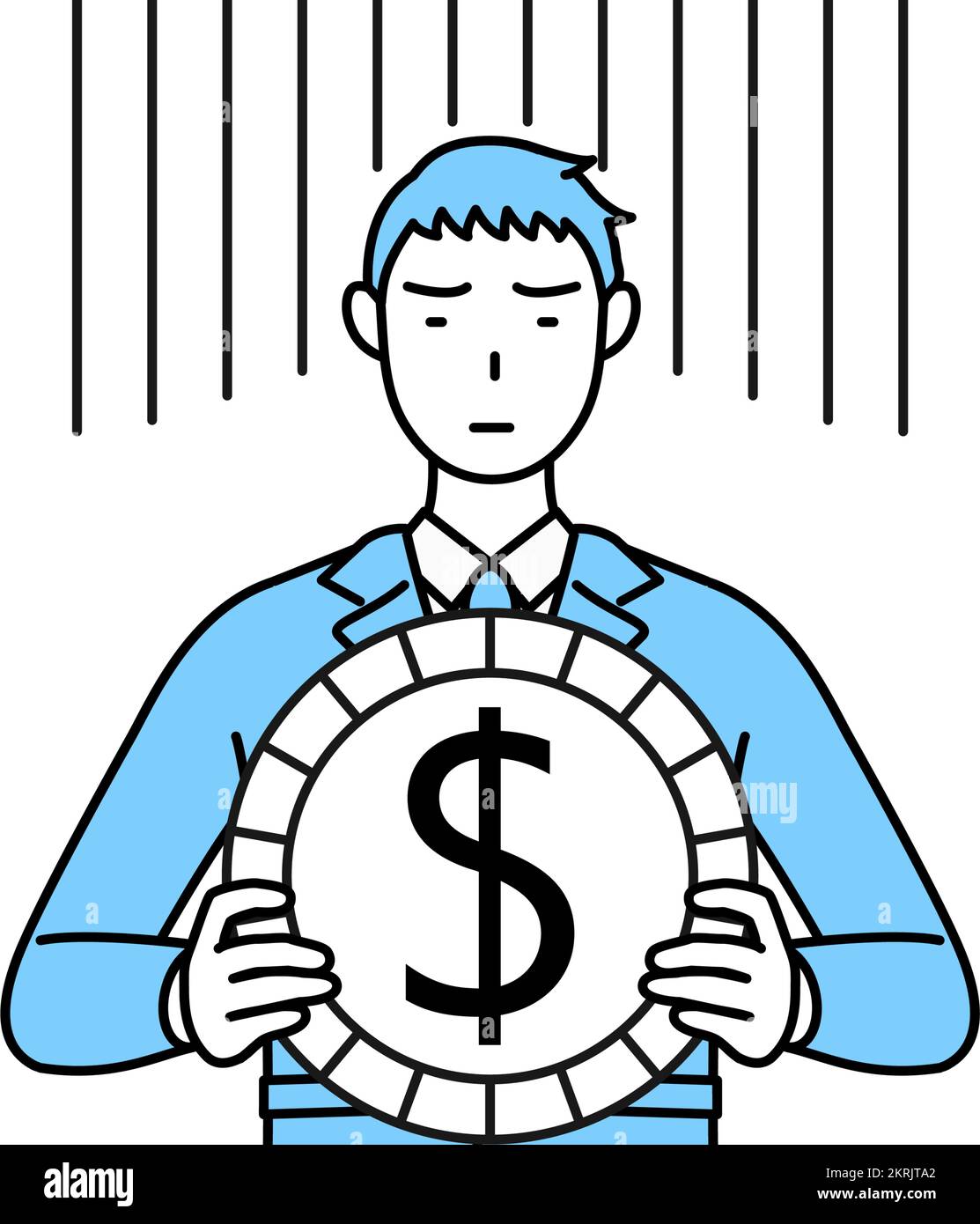 Simple line drawing of a Man in work clothes, an image of exchange loss ...