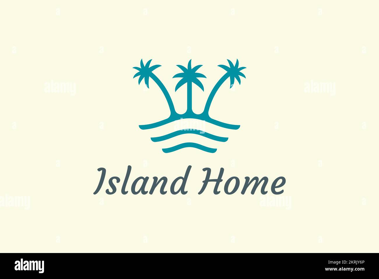 Ocean waves and palm tree combined with simple minimalist and modern