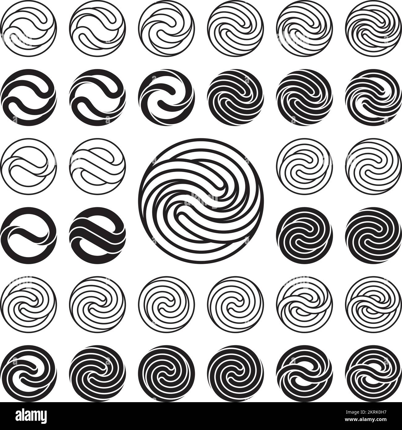 Logo Template. Set of Wavy Circle Logo Templates. Vector Illustration