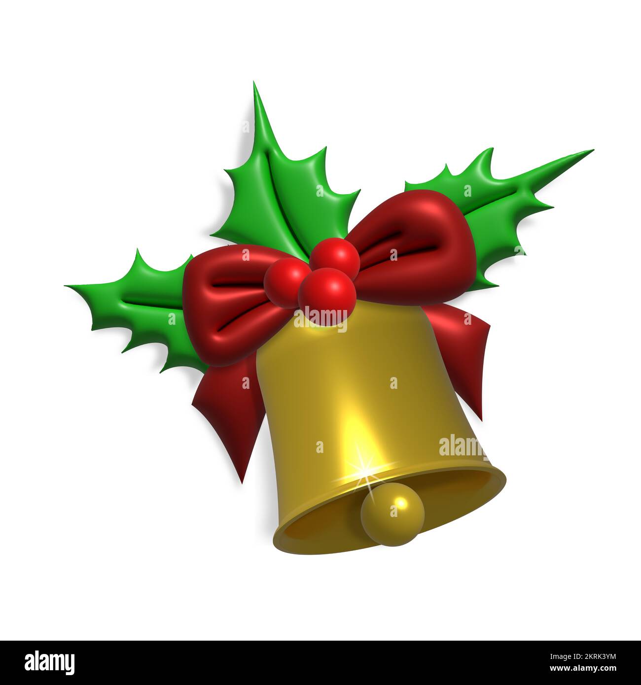 Christmas Material Bell Holly And Ribbon Illustration Stock