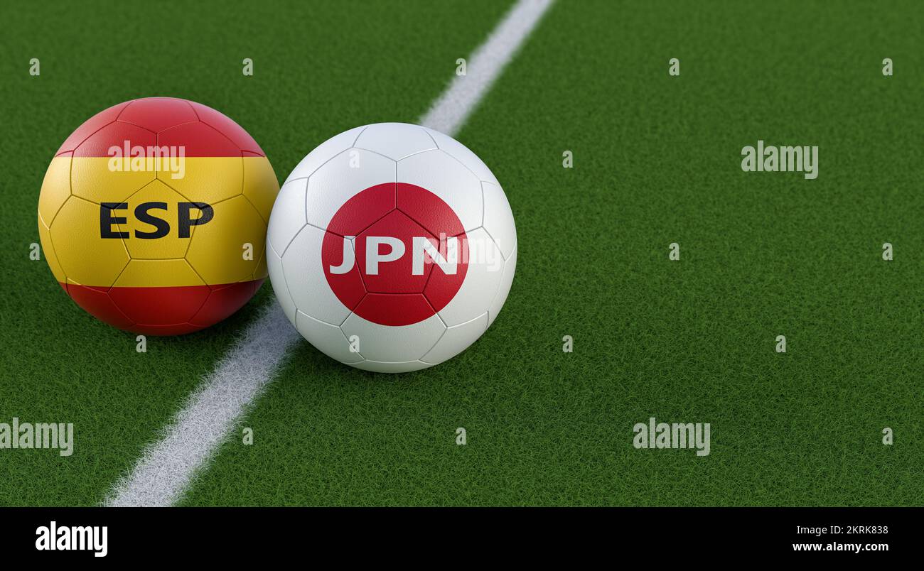 Spain vs. Japan Soccer Match Soccer balls in Japan and Spain national