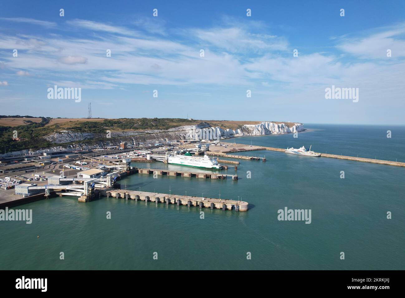 Port of Dover , UK Ferry terminal Kent England ,aerial view Stock Photo