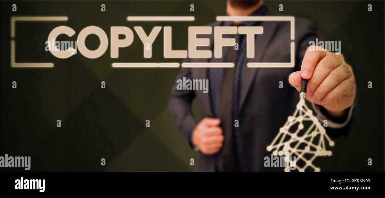 Text showing inspiration Copyleft, Concept meaning the right to freely