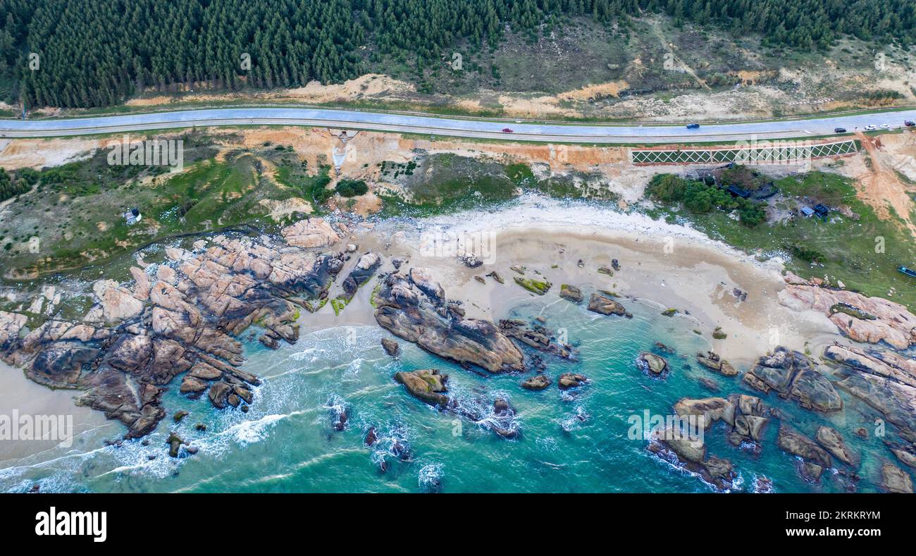 Aerial photos show the Hainan Island Tourist Road Wenchang Section is