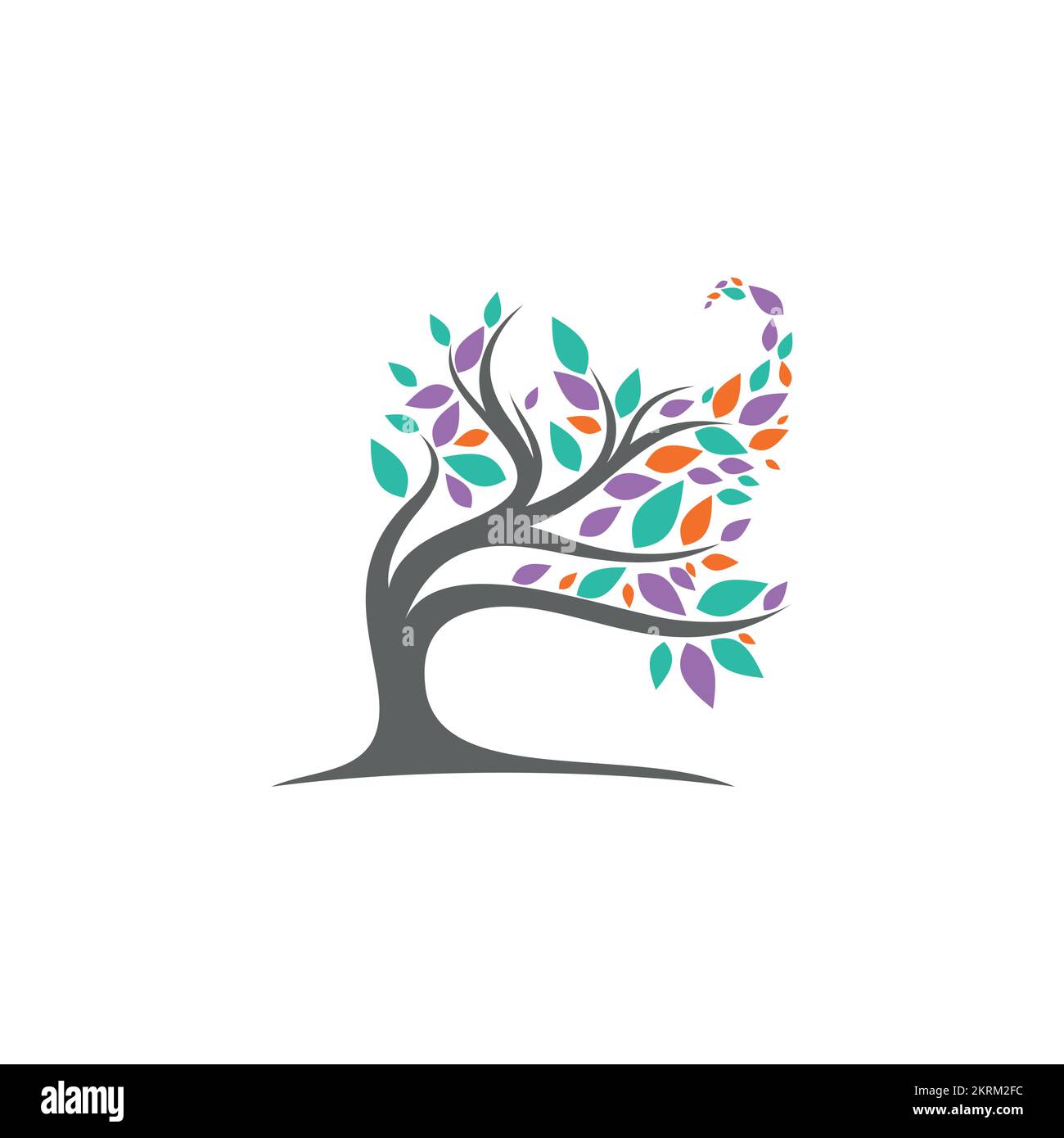 abstract tree logotype design with the leaves in sophisticated style. Stock Vector