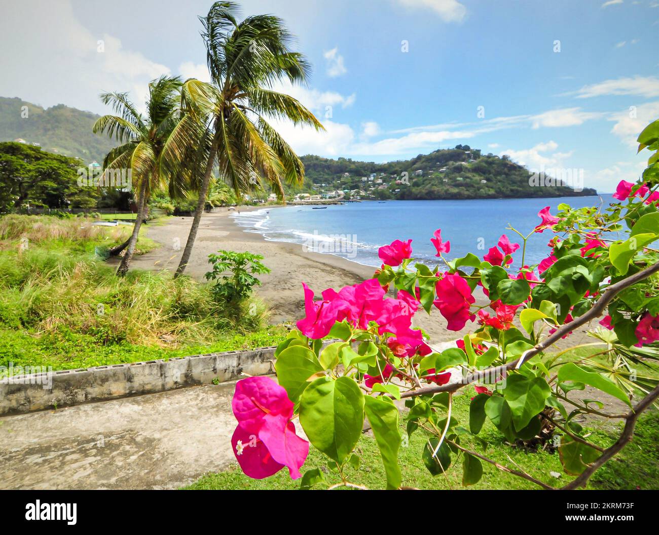 View of a deserted beach in the Grenadine Islands, Caribbean. Stock Photo