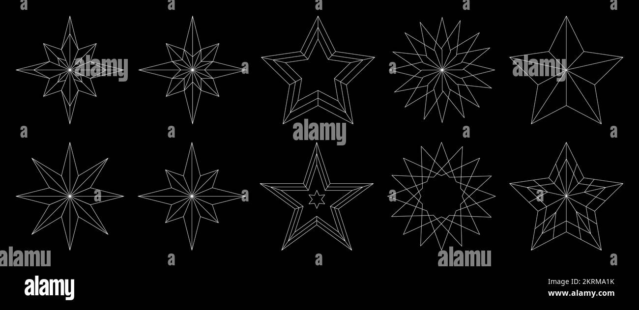 Christmas stars line icons. Vector illustration isolated on white