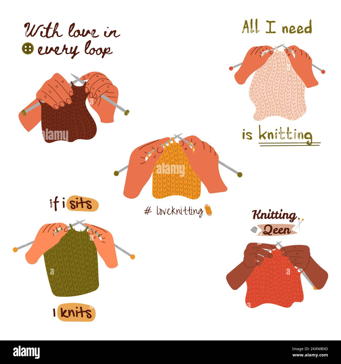 Woman hands are knitting with knitting needles. Knitting process. Wool ...