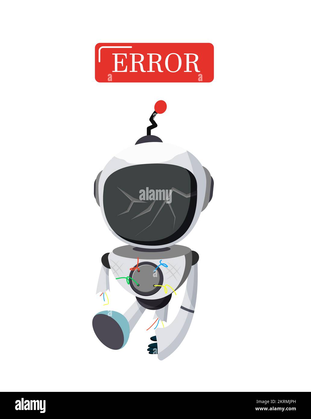 Robot error character vector design. Ai technology website page problem for trouble shoot and maintenance  service. Vector Illustration. Stock Vector