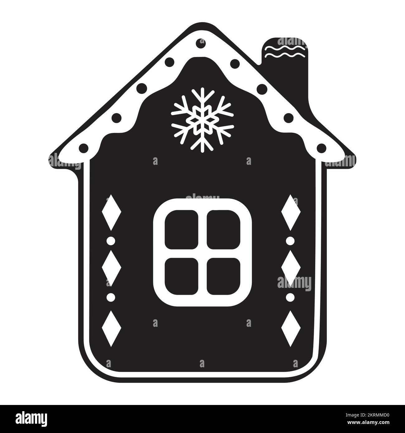 Ginger house template, Christmas cookies, black color template, isolated vector illustration icon. Stock Vector
