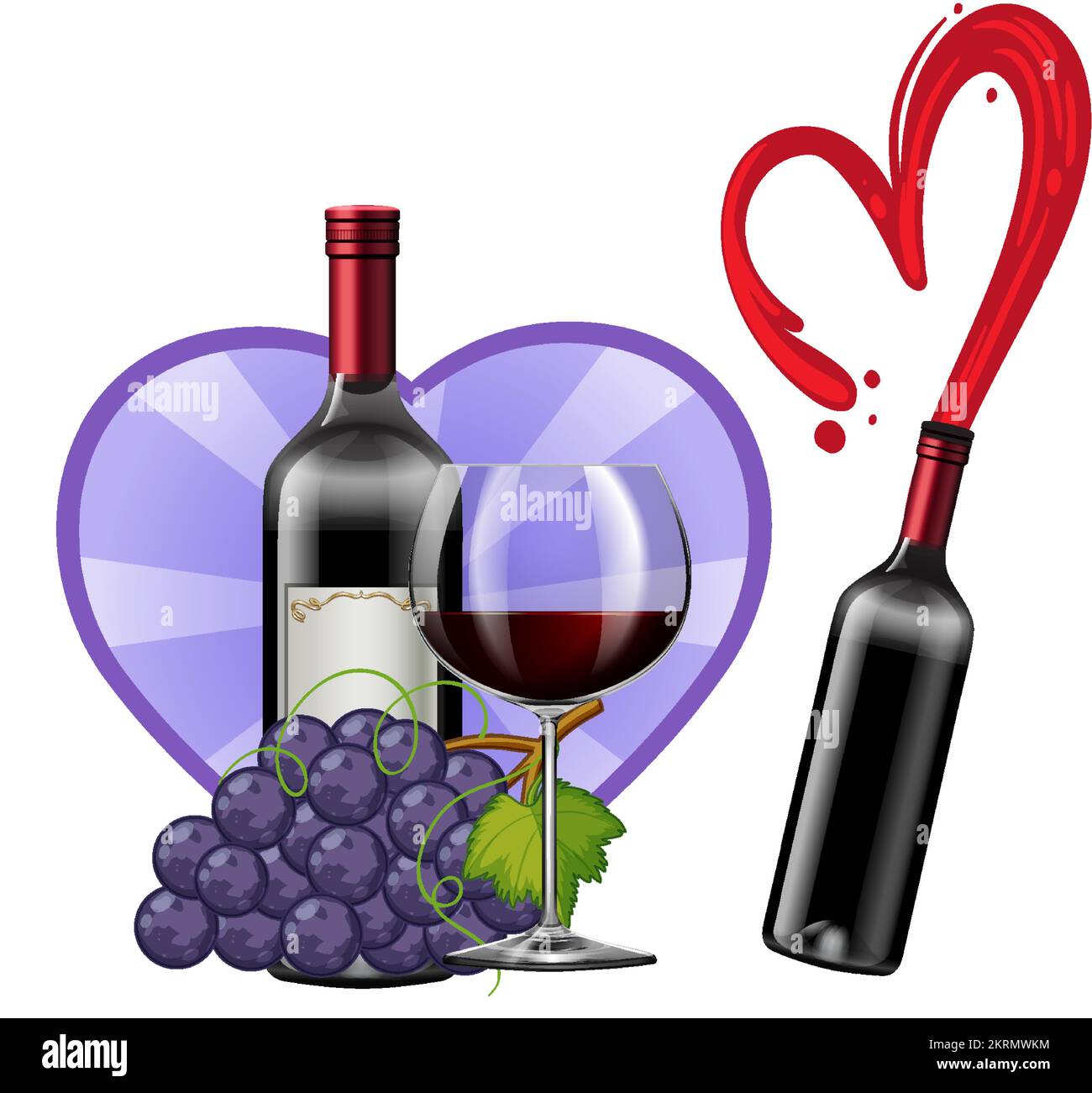 Red wine bottle and glass illustration Stock Vector Image & Art - Alamy