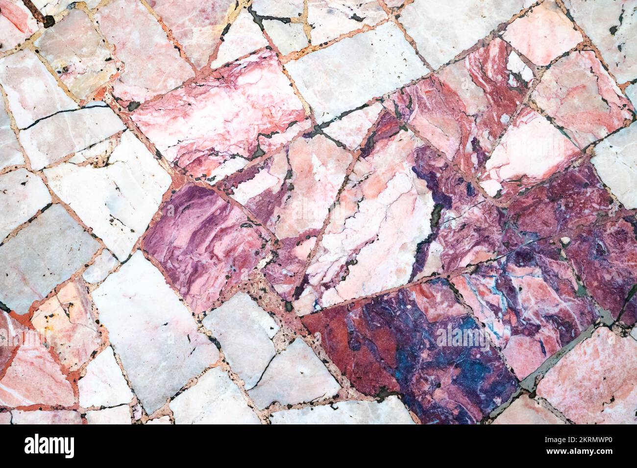 Pink purple marble texture background, floor. Natural stone, pieces of