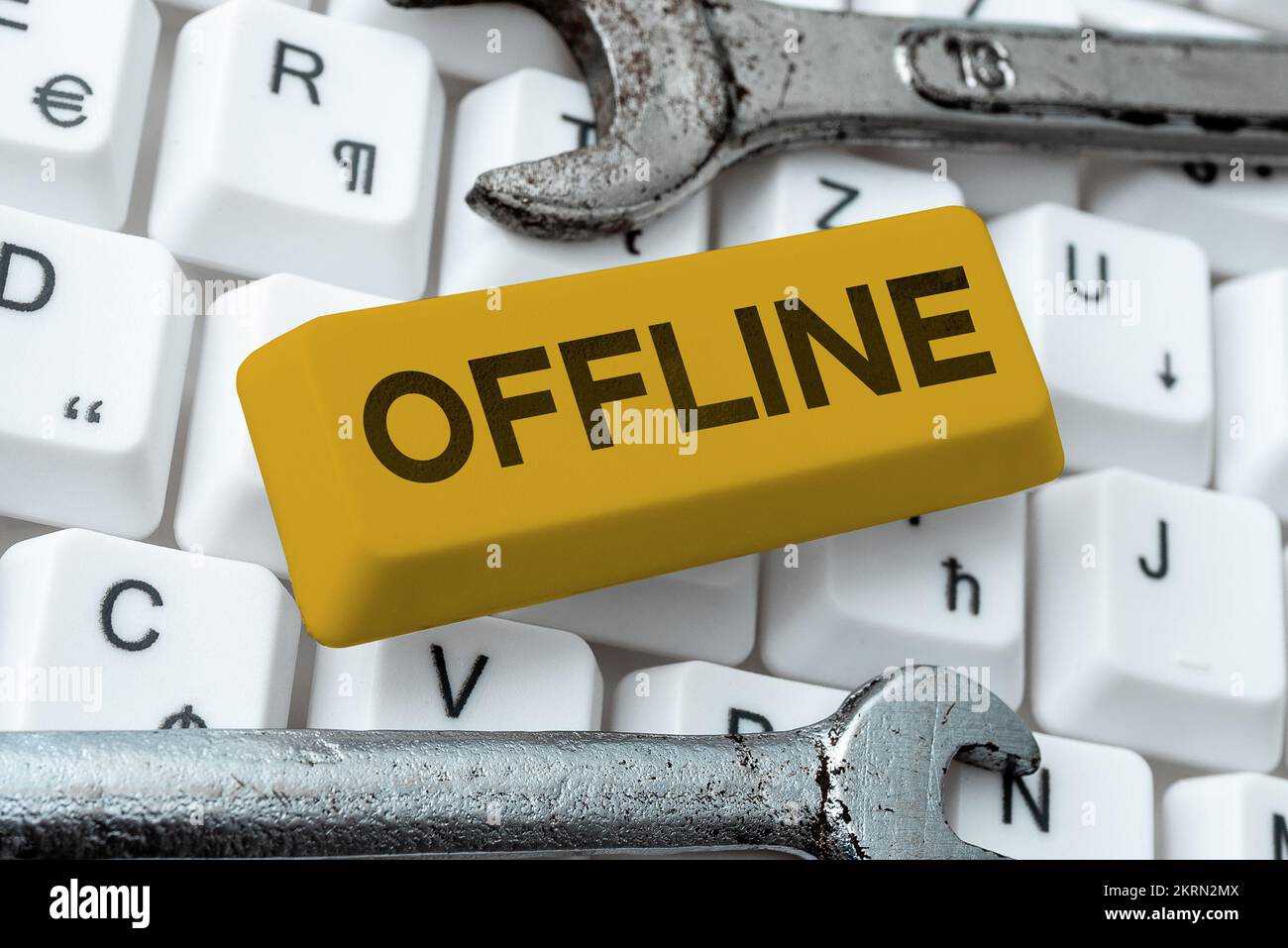 Sign displaying Offline, Business idea Not having directly connected to ...