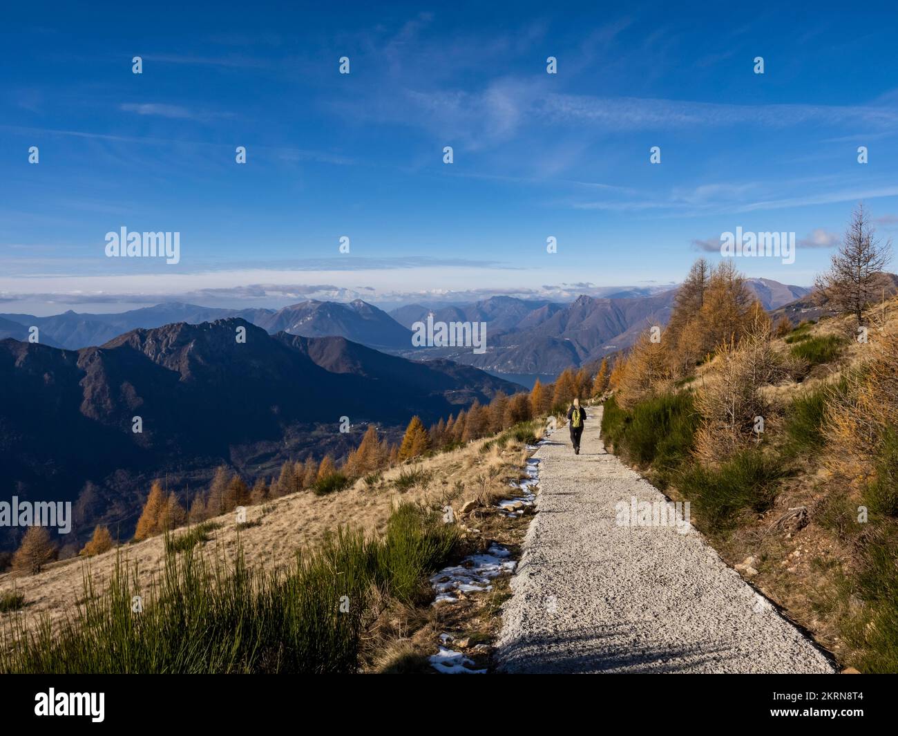 Trekking scene in the italian alps of Valsassina Stock Photo - Alamy