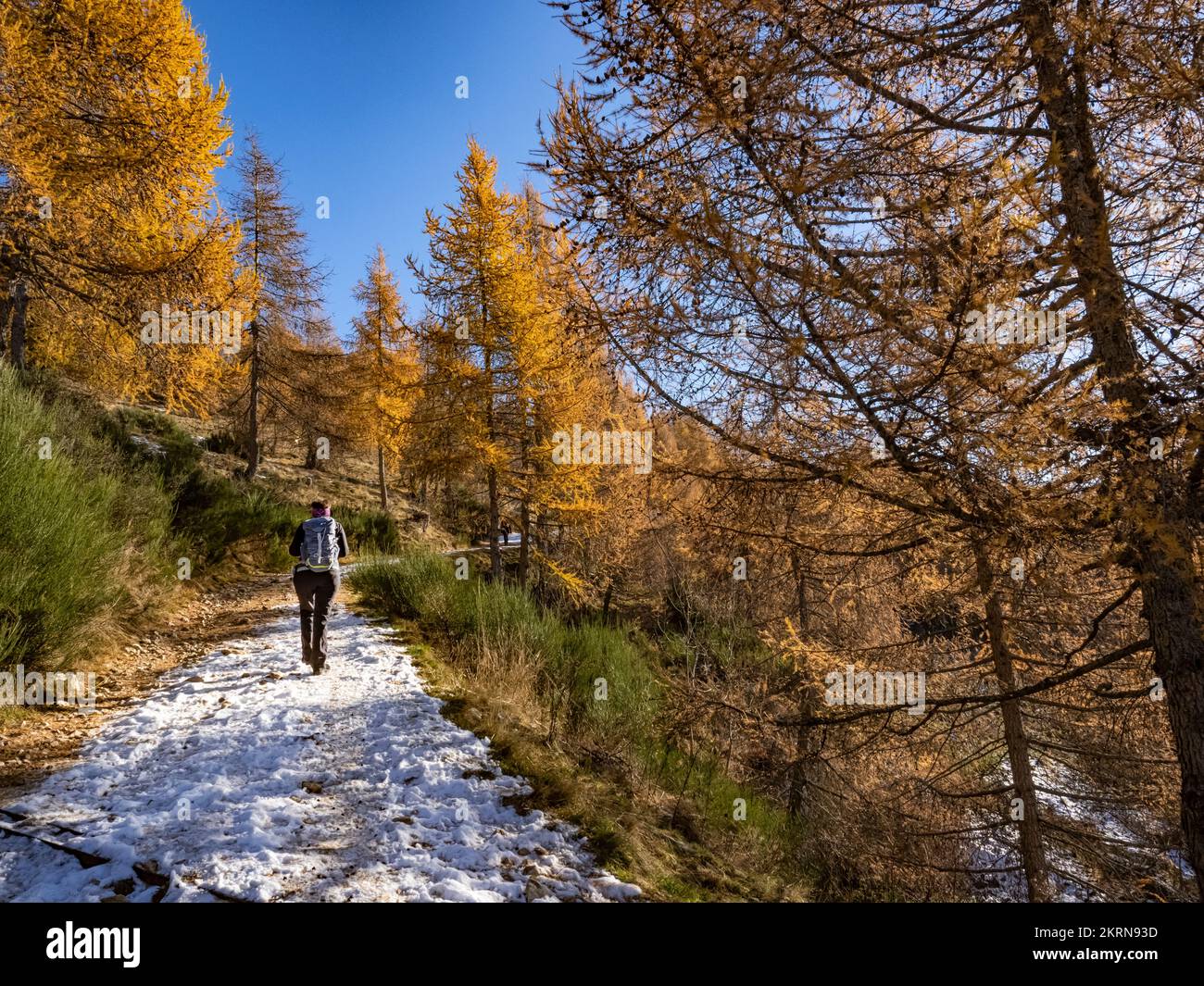 Trekking scene in the italian alps of Valsassina Stock Photo - Alamy